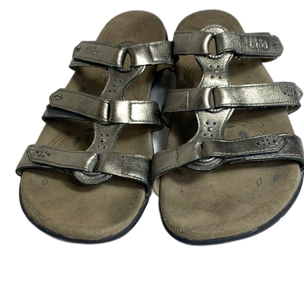 Taos Women's Bronze Metallic Leather Strappy Slide Comfort Sandal Size 11 - Picture 3 of 10